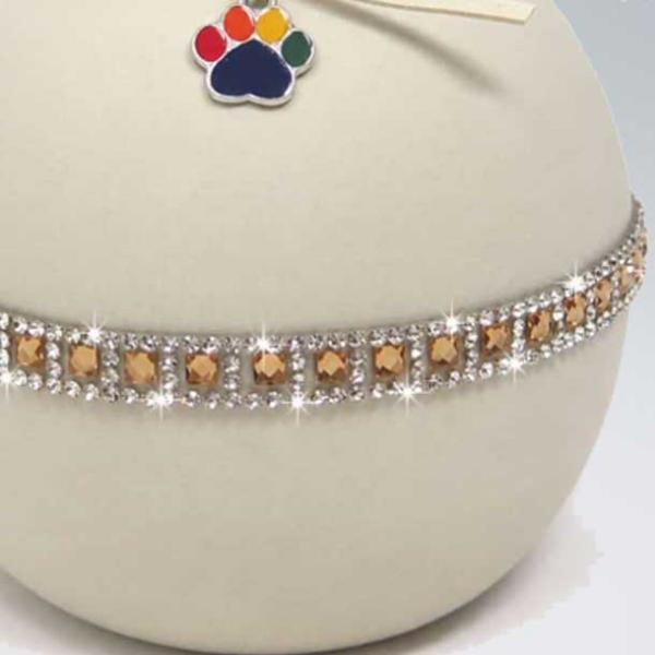 Designurne goldene Kristalle und bunter Pfotenanhänger