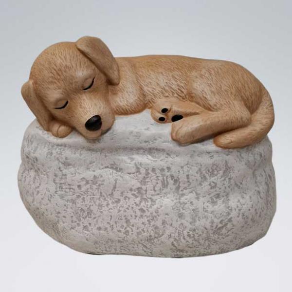 LK0133 Hund auf Stein Acrylbemalung