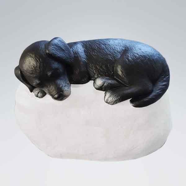LK0133 Hund auf Stein Acrylbemalung