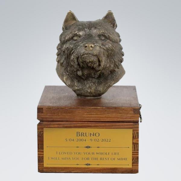 Holzurne mit Gravur Norwich Terrier
