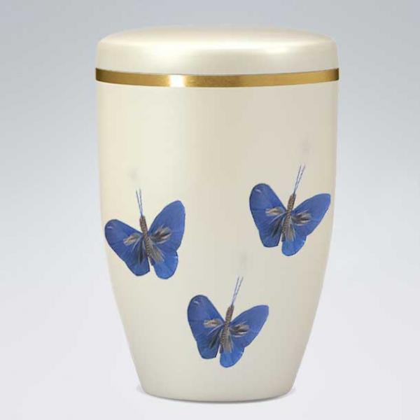 B2604 Creme Bio-Urne Schmetterlinge