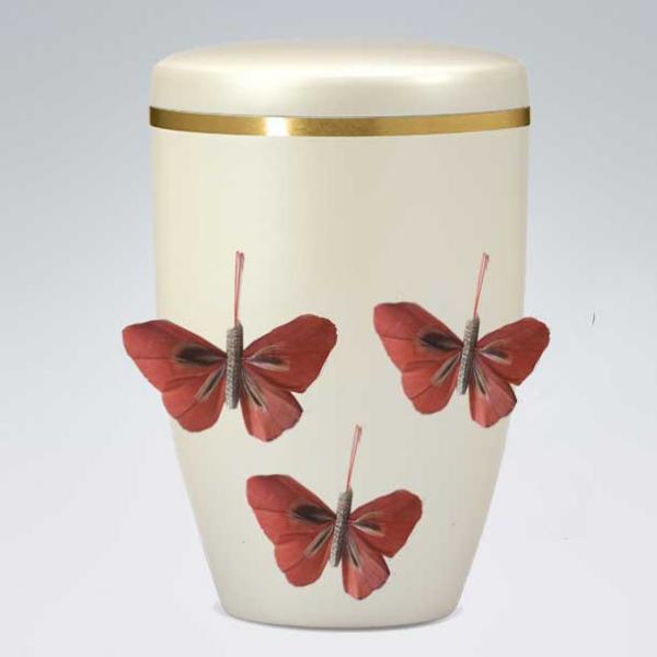 B2604 Creme Bio-Urne Schmetterlinge