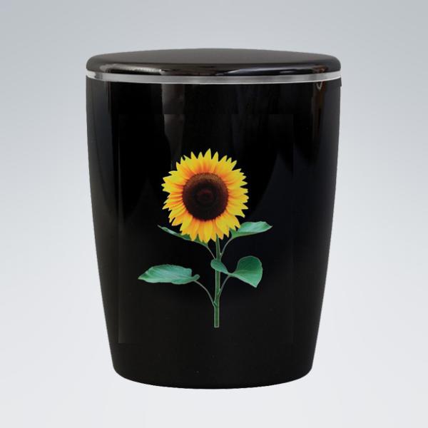 Urne schwarz mit Sonnenblume