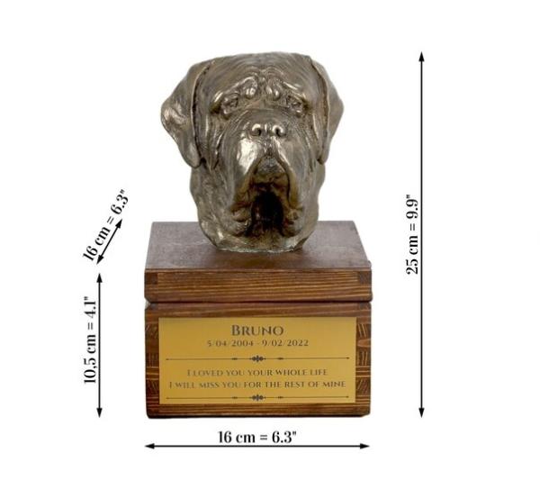 Holzurne mit Gravur Mastiff