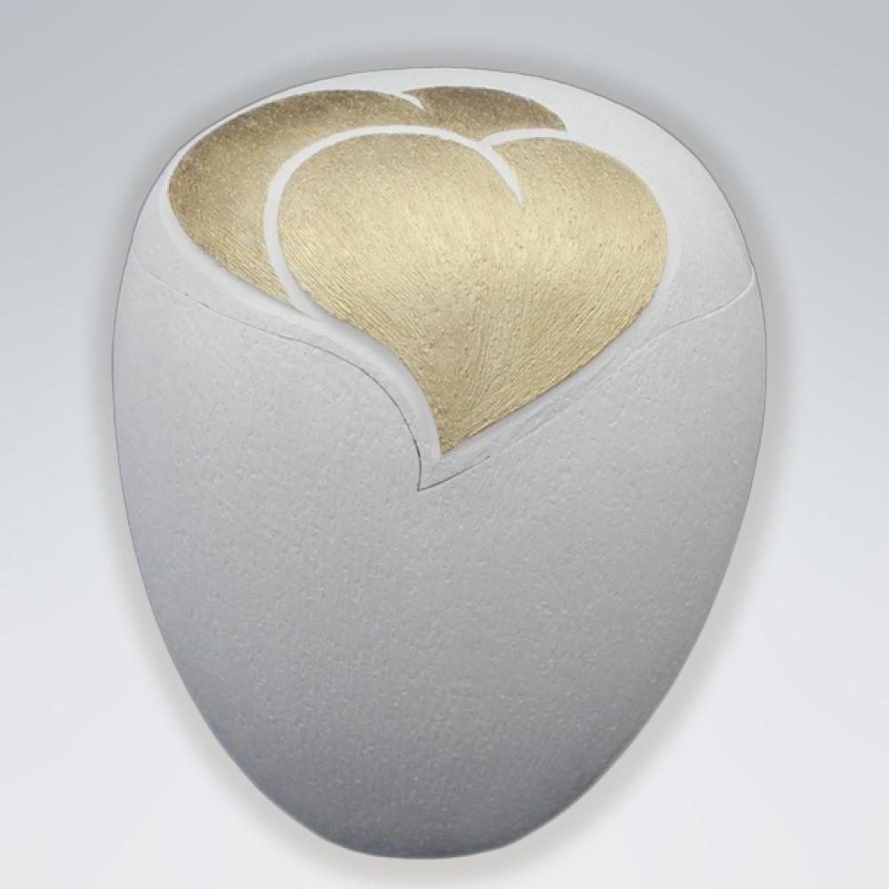 Humanurne Porzellan 400 Weiß mit goldenen Herzen