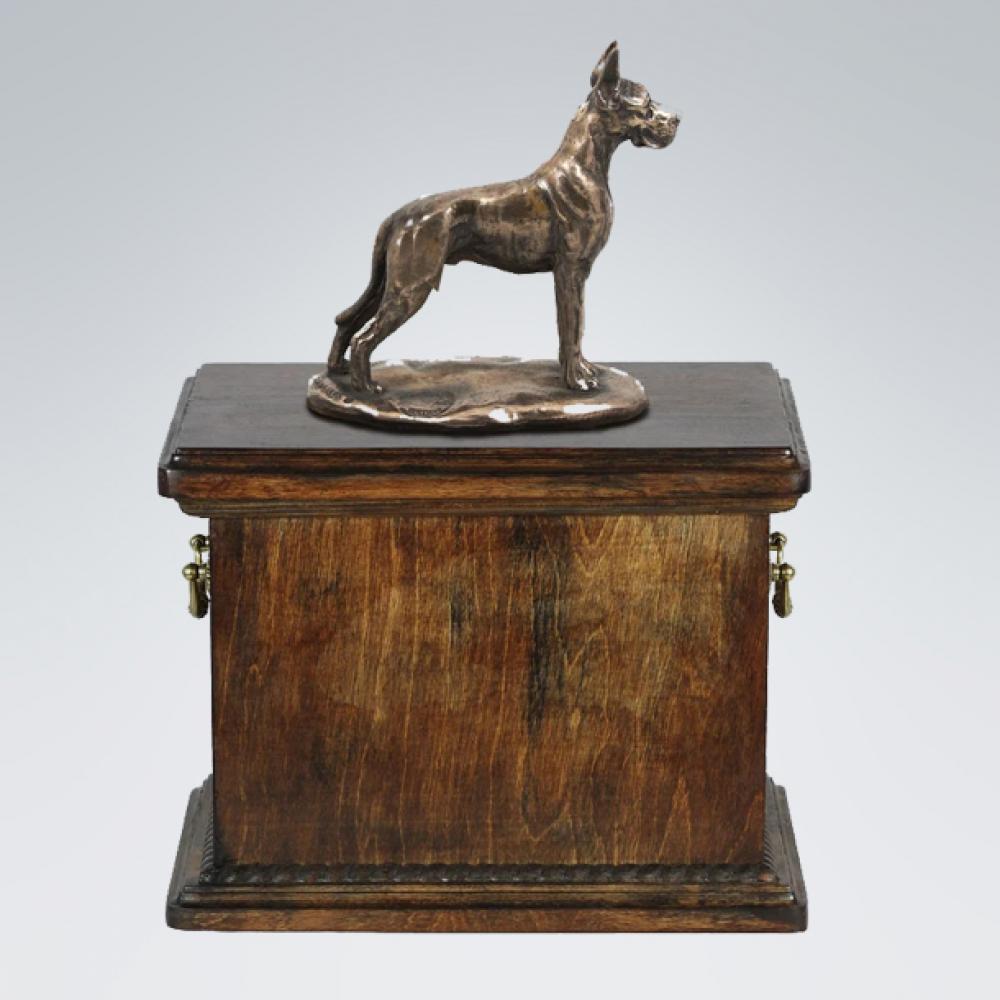 Hundeurne mit Bronze -  Deutsche Dogge Statue