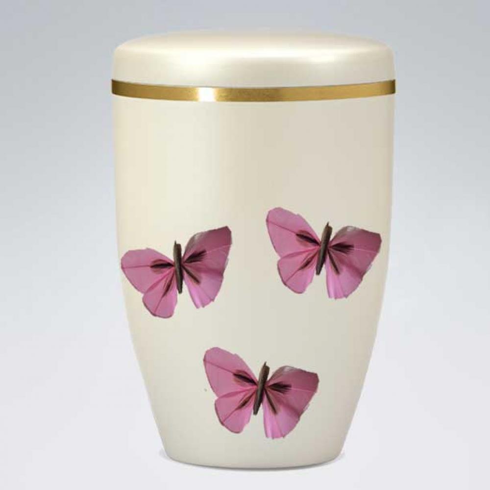 B2604 Creme Bio-Urne Schmetterlinge