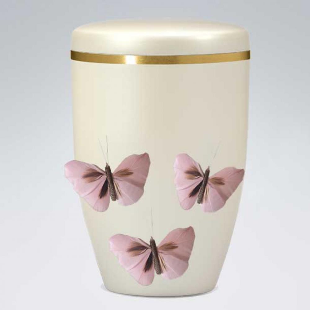 B2604 Creme Bio-Urne Schmetterlinge
