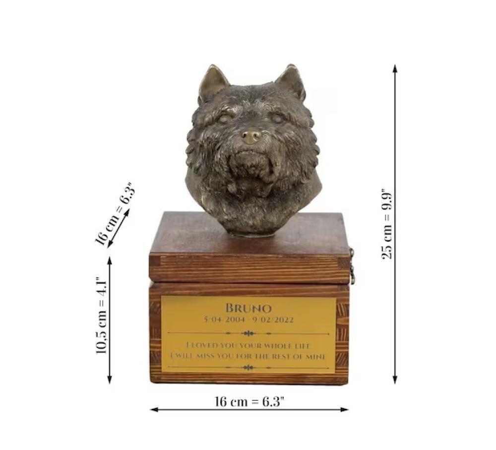 Holzurne mit Gravur Norwich Terrier