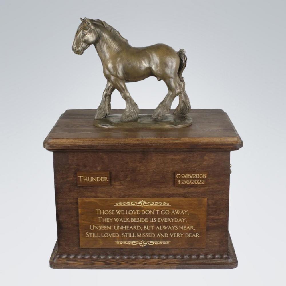 Pferdeurne Shire Horse mit Bronzefigur inkl.Gravur - Teilasche inkl.Gravur - Teilasche