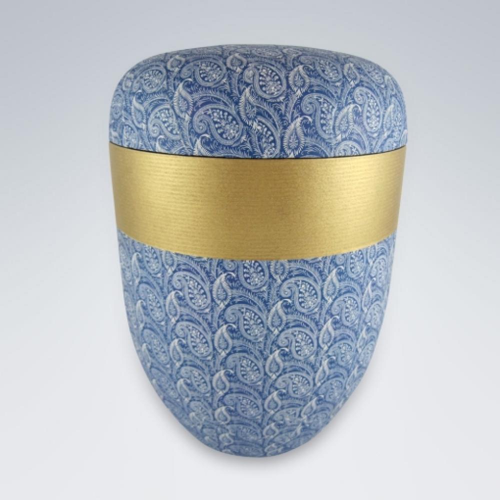 Humanurne Paisleymuster in Blau mit Gold-Banderole