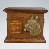 Hundeurne mit Emblem und Gravur Boxer