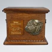 Hundeurne mit Emblem und Gravur Bulldoggeavur Basset