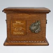 Hundeurne mit Emblem und Gravur Schnauzeravur Irisher Wolfshund
