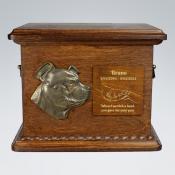 Hundeurne mit Emblem und Gravur Staffordshire Bullterrier