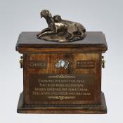 Hundeurne mit Bronze - Weimaraner mit Gravur