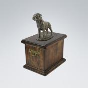 Hundeurne mit Bronze - Statue Rottweiler